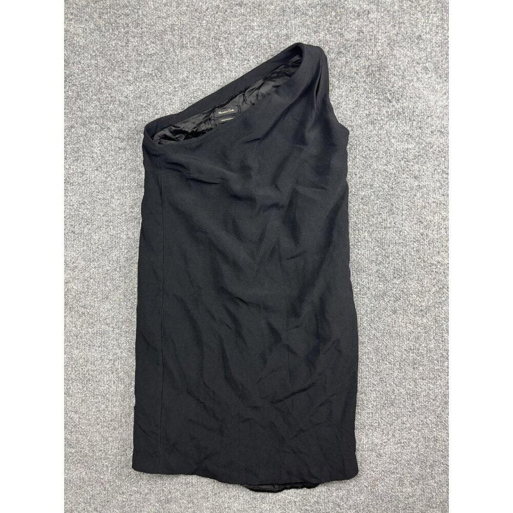 Massimo Dutti Dress Womens 6 Black One Shoulder Asymmetrical Sheath Evening